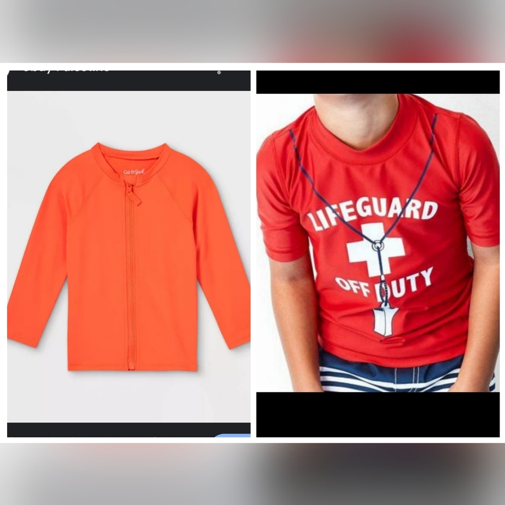 Tuddler Rush Guard Two Shirts Swim Shirts Red Orange Size 2T And 24M
